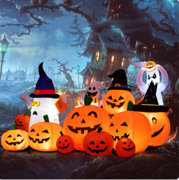 Fantasma Inflable Halloween con Rodajas de Calabaza para Exterior