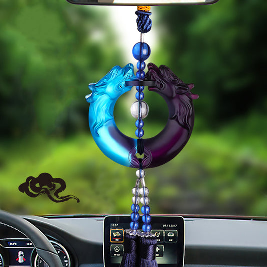 Dije para Auto con Borlas de Cerámica Esmaltada - Joya Decorativa