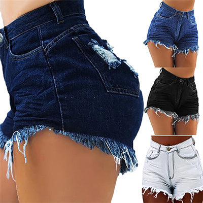 Shorts de Mezclilla Rotos con Flecos Sexys de Cintura Media - Image 8