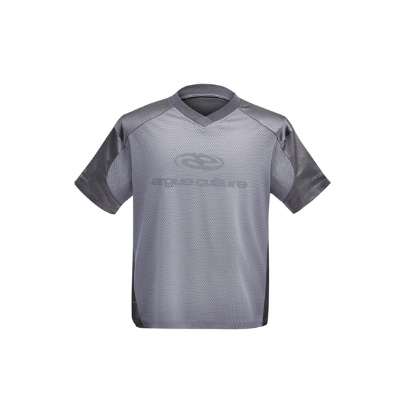 Blusa Suelta de Malla Plateada con Manga Corta