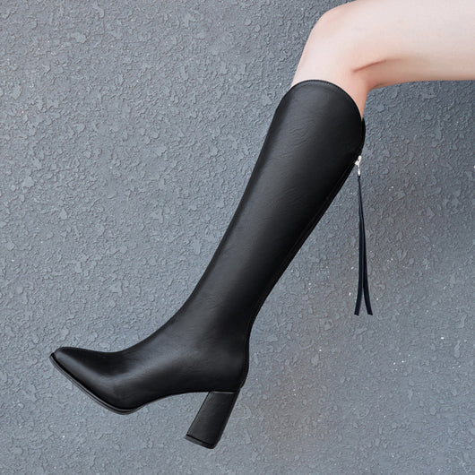 Botas Altas Elásticas con Tacón Grueso y Punta Fina - Image 12