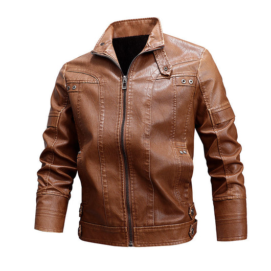 Abrigo de Cuero Suelto con Solapas para Hombre - Image 12