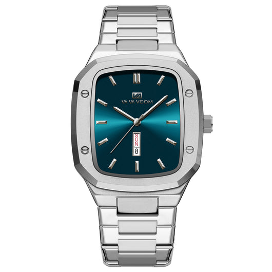 Reloj Ejecutivo Rectangular de Acero con Doble Calendario para Hombre - Image 8
