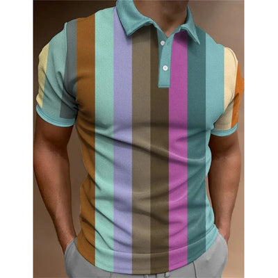 Playera Casual de Verano para Hombre con Estampado 3D Arcoíris - Image 15