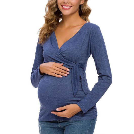 Blusas Premamá de Manga Larga y Cuello en V - Image 26