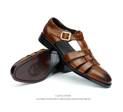 Zapatos Hombre Cuero Genuino Estilo Retro Negocios Verano Transpirables - Image 14