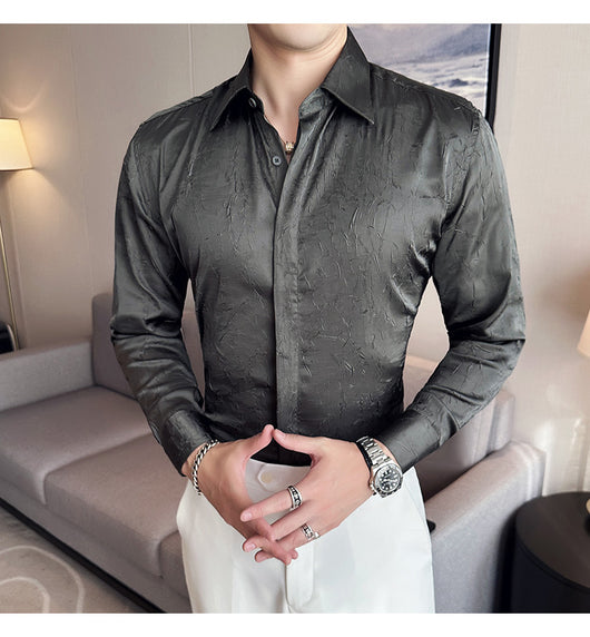Camisa Larga Hombre Ice Silk Textura Premium - Transpirable y Fresca - Image 23