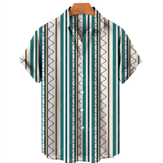Camisa Vintage de Verano para Hombre Cuello V Talla 5XL - Image 44