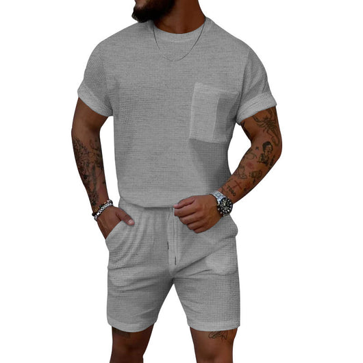 Conjunto Deportivo Casual: Shorts y Playera Waffle Cuello Redondo con Bolsillo - Image 9