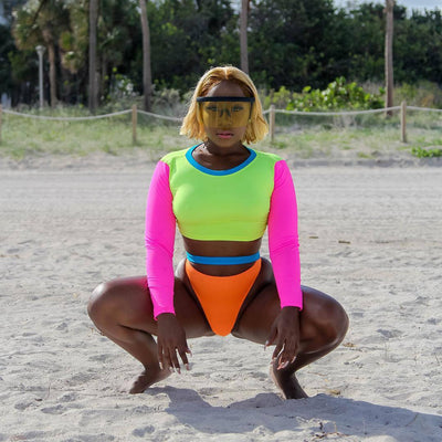 Traje de Baño Bicolor con Contraste de Moda Europea y Americana