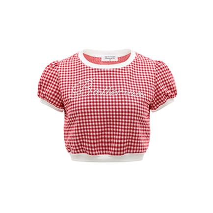 Vestido Halter Xadrez Morango com Laço - Coleção Sweet Plaid
