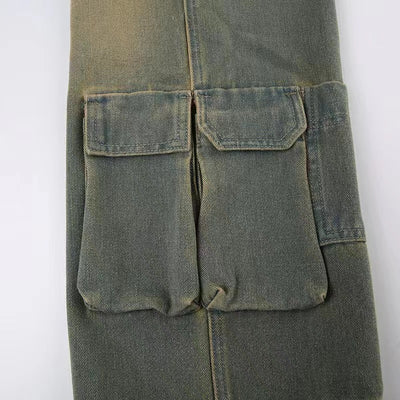 Jeans Sueltos Tiro Bajo Efecto Desgastado con Bolsillos y Costuras Decorativas - Image 21