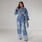 Jumpsuit Denim Overol Lavado Vintage con Múltiples Bolsillos