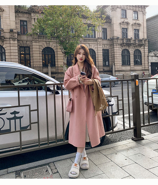 Abrigo de Lana Hepburn Coreano Suelto Midi para Otoño e Invierno - Image 37