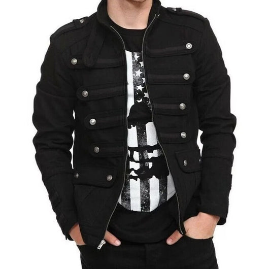 Chaqueta Militar Steampunk Gótica Vintage Negra para Hombre - Image 2