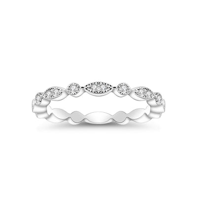 Anillo de Plata 925 con Baño de Oro Blanco y Moissanita de Línea Completa