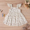 Vestido Infantil Tricolor Floral con Mangas Aleteo