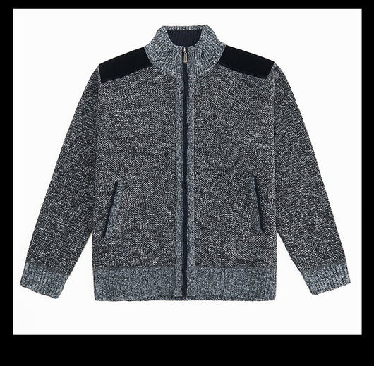 Cardigan Tejido Cálido para Hombre con Cuello Solapa y Diseño de Retazos - Image 10