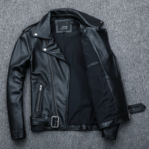 Chaqueta de Cuero Genuino para Motociclista