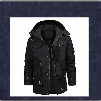 Chaqueta de Algodón Puro Lavado con Terciopelo Engrosado y Forro Removible - Image 10