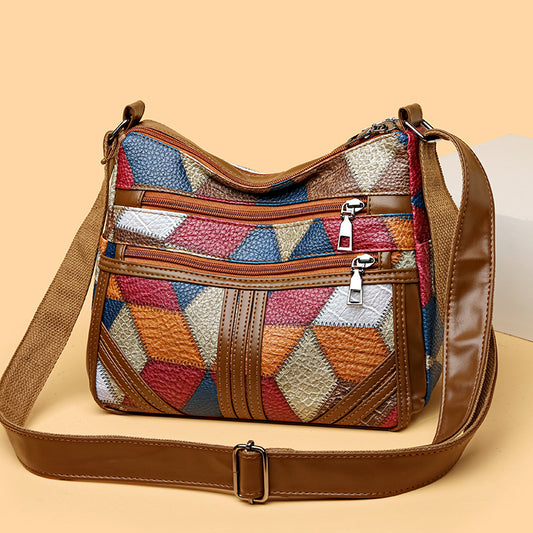 Bolso Bandolera Multicolor con Diseño de Parches Geométricos