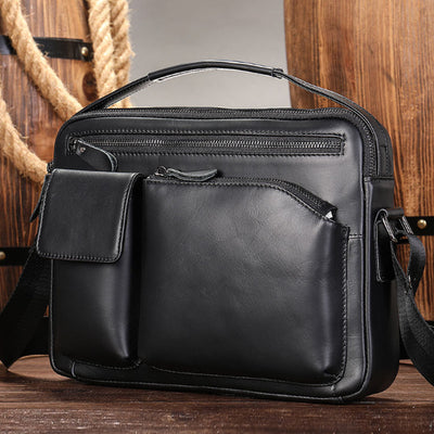 Bolsa Mensajera de Cuero Genuino con Acabado Encerado para Hombre - Image 8