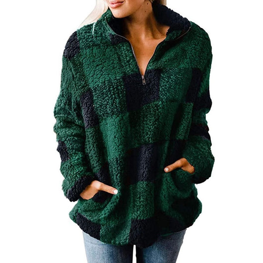 Abrigo Oversized de Cuadros con Cuello Alzado y Detalles en Contraste - Image 20