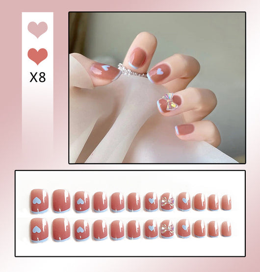 Uñas Postizas Francesas Removibles con Diamantes - Image 21