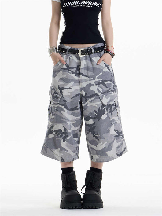 Pantalones Cargo Anchos Estilo Camuflaje Retro para Mujer - Image 5