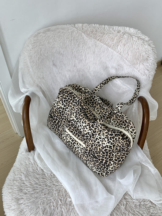 Bolsa de Hombro Estampado Leopardo en Lona para Mujer - Image 6