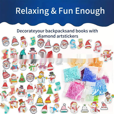 Set de 71 Pegatinas de Mosaico de Diamantes Redondos Temática Navideña - Image 4