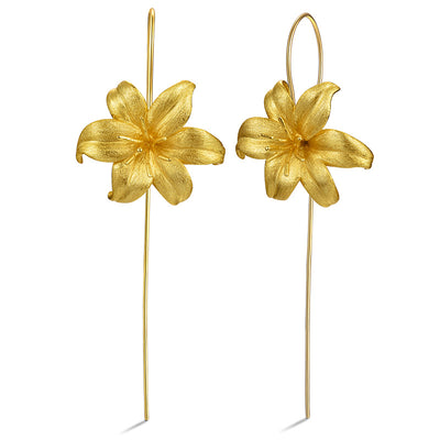 Aretes de Plata Esterlina S925 Flor de Lirio para Mujer - Image 7