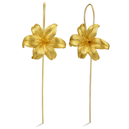 Aretes de Plata Esterlina S925 Flor de Lirio para Mujer - Image 7