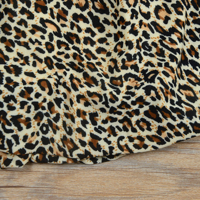 Conjunto de 3 Piezas Infantil Otoño: Blusa Denim, Falda Leopardo y Diadema - Image 26