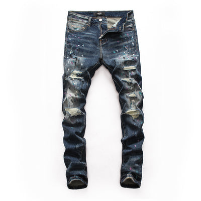 Pantalones Vaqueros Rotos con Parches para Hombre - Slim Fit Biker con Diseño Personalizado - Image 12