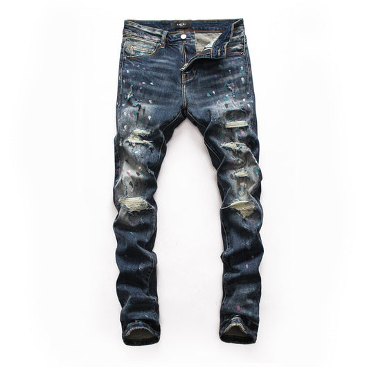Pantalones Vaqueros Rotos con Parches para Hombre - Slim Fit Biker con Diseño Personalizado - Image 12