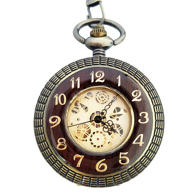 Reloj de Bolsillo Mecánico Clásico con Tapa Abatible y Grabado Romano - Image 3