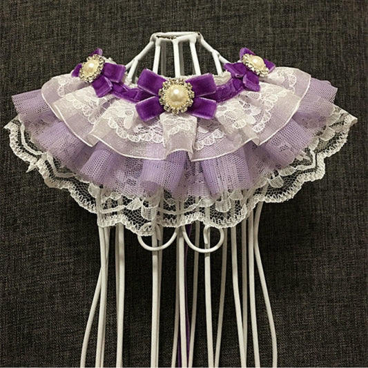 Collar y Babero Elegante para Mascotas con Moño de Encaje