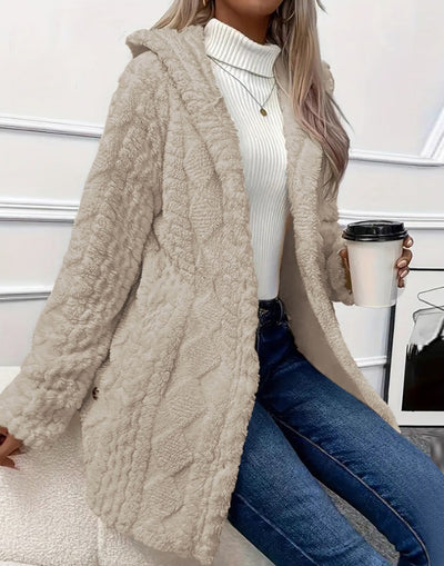 Abrigo Cardigan con Capucha y Botones - Chaqueta Larga de Invierno Color Sólido - Image 41