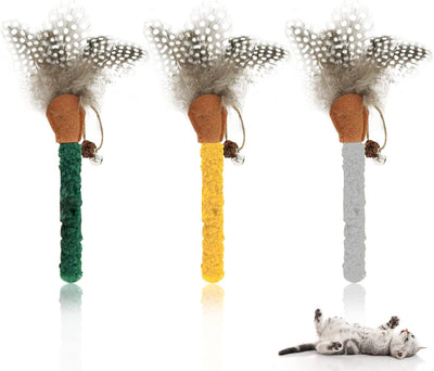 Juguetes para Gatos con Catnip y Plumas - Palitos Masticables Silvervine para Limpiar Dientes - Image 3
