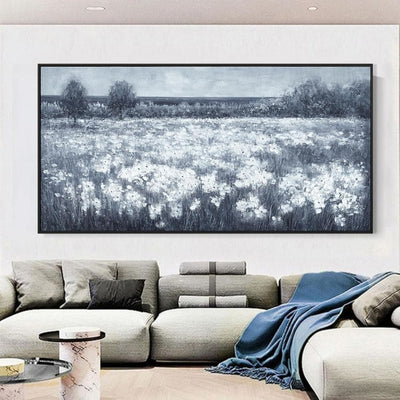 Cuadro Moderno Flores Blancas Paisaje Minimalista Negro y Blanco para Sala - Image 8