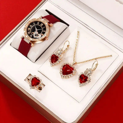 Juego de 4 Piezas: Reloj de Cuarzo Elegante con Cinturón de Diamantes para Mujer - Image 6