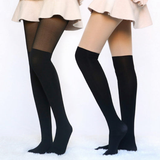 Medias Sexy Over Knee con Doble Raya Transparente Negro - Image 12