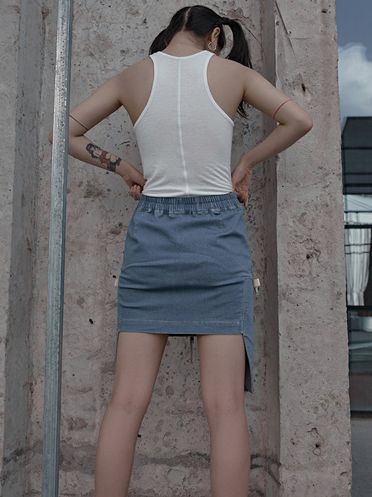 Minifalda Denim con Dobles Bolsillos y Cierre - Image 10
