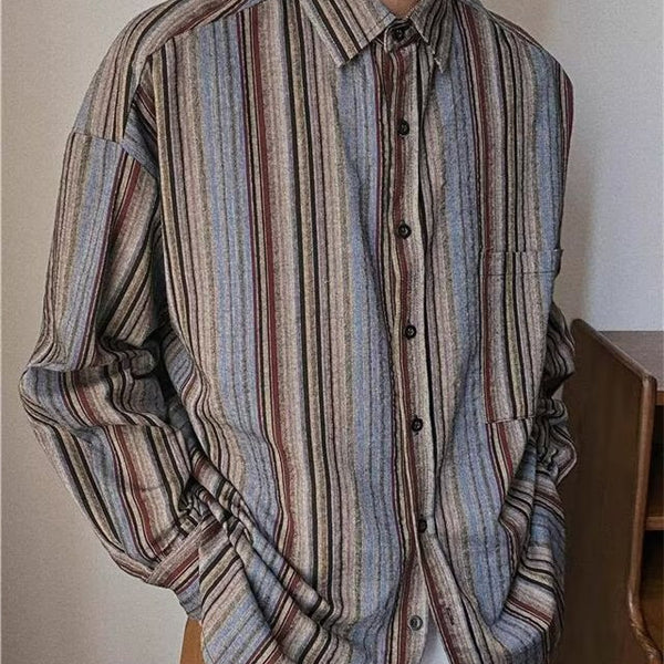 Camisa Abrigo de Pana a Rayas con Mangas Largas