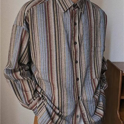Camisa Abrigo de Pana a Rayas con Mangas Largas