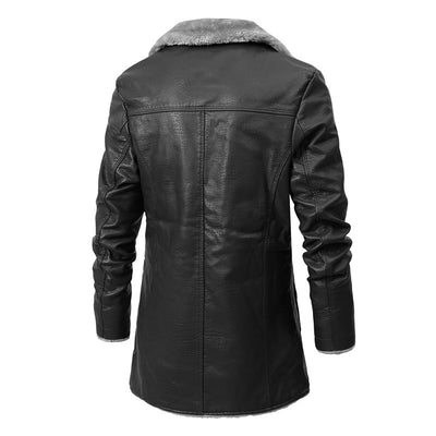 Chaqueta de Cuero con Forro Polar para Hombre - Abrigo Cálido de Invierno - Image 10