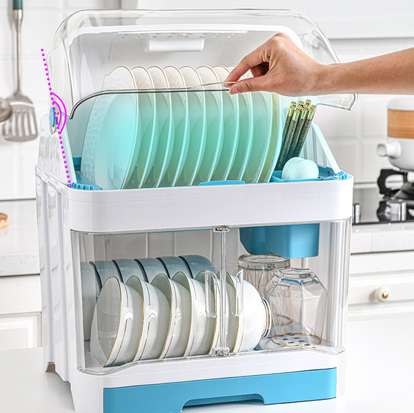 Desinfectador UV de Doble Capa para Cocina - Organizador de Vajilla