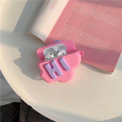 Funda AirPods 2 de Silicona Suave - Diseño 3D Cloud Letter HI BYE - Image 17