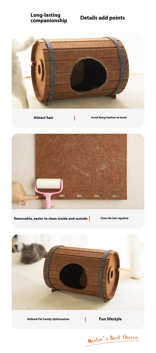 Cama para Mascotas Tipo Barril de Vino con Tablero de Fieltro - Image 8